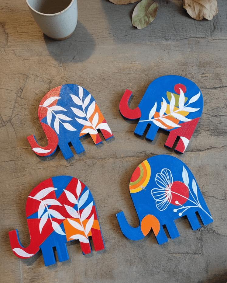 Set of 4 Elephant Coasters