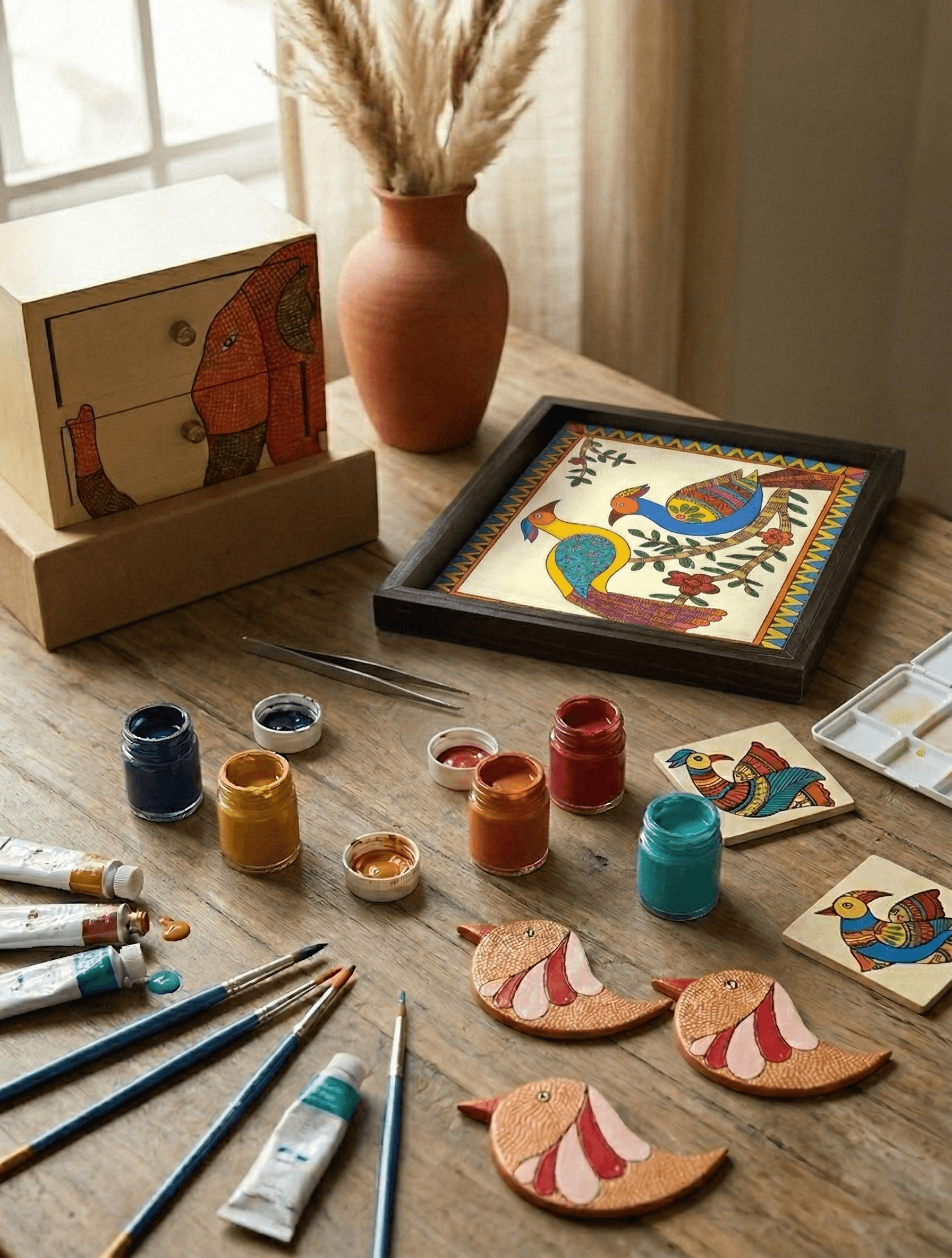 Macro shot of brush on wood